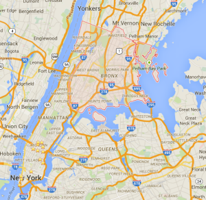 The BronxとQueensはドミニカ系およびプエルトリコ系が多く住むエリア。By Google maps